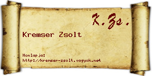 Kremser Zsolt névjegykártya
